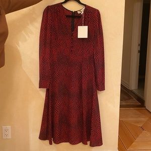 silk polka dot midi dress